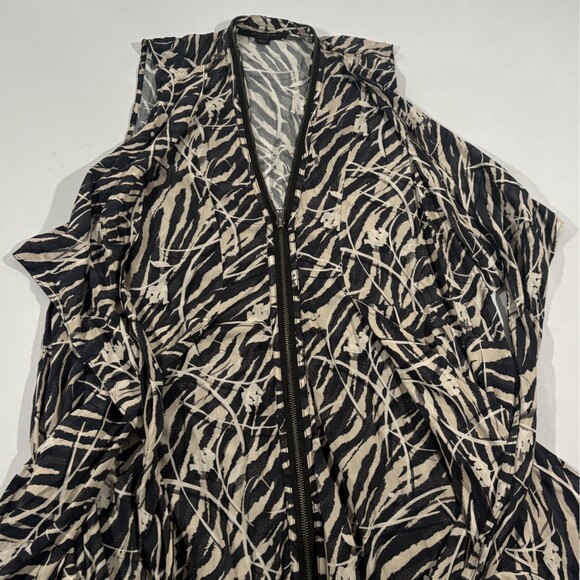 Allsaints Jayda Zebra Dress Zipper Sleeveless Drape Front Womens Black Sz M - Picture 3 of 11